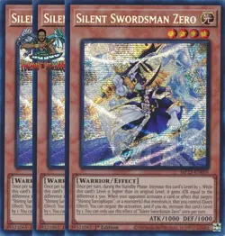 Yugioh! 3x Silent Swordsman Zero MP25-EN059 Prismatic Secret Rare 1st Ed NM - Image 1