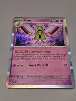 Xatu 026 Pokemon Paldean Fates Reverse Holo Rare Card NM - Image 1
