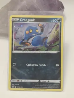 Pokemon TCG Croagunk Sword & Shield SWSH245 Black Star Promo Cosmos Holo Card 2 - Image 1