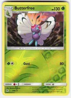 Butterfree 3/68 Rare Hidden Fates Pokemon Reverse Holo Lightly Played - Image 2