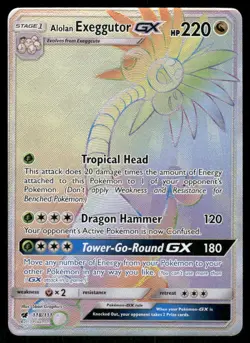 Pokemon Cards Alolan Exeggutor GX 118/111 Crimson Invasion Rare Rainbow LP - Image 1