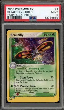 Pokemon Beautifly EX Ruby & Sapphire Holo Rare #2 PSA 9 Mint - Image 1