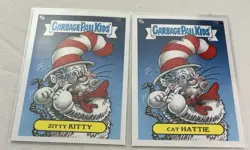 2 Card Lot Garbage Pail Kids Zitty Kitty Cat Hattie 7a,b Book Worms - Image 3