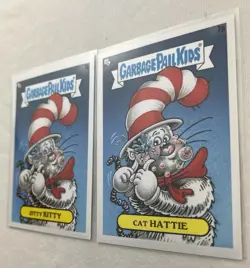 2 Card Lot Garbage Pail Kids Zitty Kitty Cat Hattie 7a,b Book Worms - Image 4