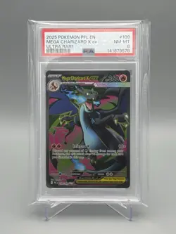 2025 Pokemon Phantasmal Flames Mega Charizard X Ex #109 PSA 8 - Image 1