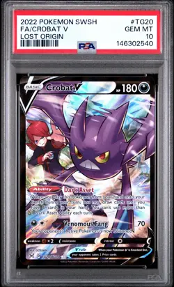Pokemon Crobat V TG20 Lost Origin Full Art Holo Ultra Rare PSA 10 - Image 1
