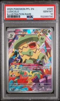 2025 POKEMON PFL EN-PHANTASMAL FLAMES ILLUSTRATION RARE #095 LUDICOLO PSA 10 - Image 1