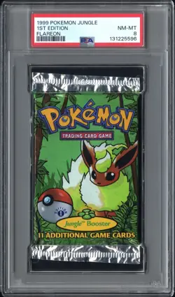 1999 Pokemon Jungle 1st Edition Booster Pack Flareon Art PSA 8 NM-MT Sealed - Image 1