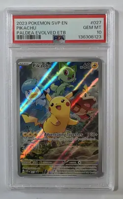 PSA 10 Pikachu 027 SVP Paldea Evolved ETB Black Star Promo Pokemon Gem Mint - Image 1