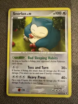 Pokemon Snorlax Rising Rivals Rare Regular Basic 81/111 2009 English - Image 1