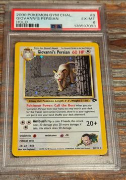 2000 Pokemon Gym Challenge #8 Giovanni's Persian Holo PSA 6 Excellent-Mint WOTC - Image 3