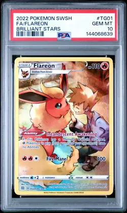 Pokemon Sword & Shield Brilliant Stars Flareon Trainer Gallery TG01/TG30 PSA 10 - Image 1