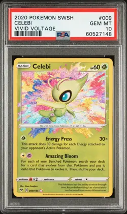 2020 POKEMON SWORD & SHIELD VIVID VOLTAGE #009 CELEBI PSA 10 - Image 1