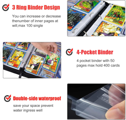 Anime Trading Card Binder for Dragon Cards, 4 Pocket with 50 Sleeves up to 40... - Image 5