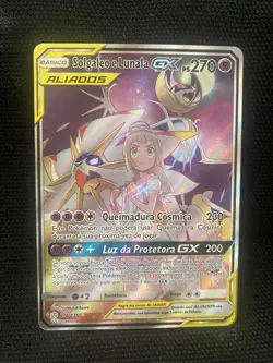 Pokemon Solgaleo & Lunala GX Full Art Tag Team 216/236 HP Porftuguese Card - Image 1