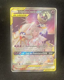Pokemon Solgaleo & Lunala GX Full Art Tag Team 216/236 HP Porftuguese Card - Image 2