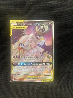 Pokemon Solgaleo & Lunala GX Full Art Tag Team 216/236 HP Porftuguese Card - Image 4