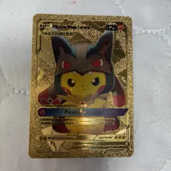 Pokemon Gold Foil Fan Art Card PIKACHU COSPLAY Mega Lucario 625HP #009 - Image 1