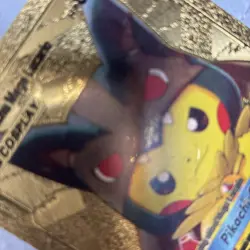 Pokemon Gold Foil Fan Art Card PIKACHU COSPLAY Mega Lucario 625HP #009 - Image 3