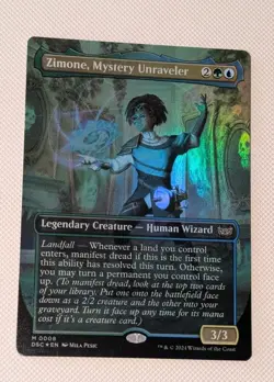 MTG *FOIL BORDERLESS* Duskmourn Commander Rare ZIMONE, MYSTERY UNRAVELER NM - Image 1