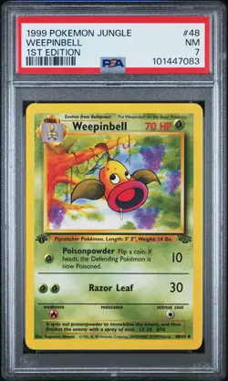1999 Pokemon Jungle #48 Weepinbell 1st Edition PSA 7 - Image 1
