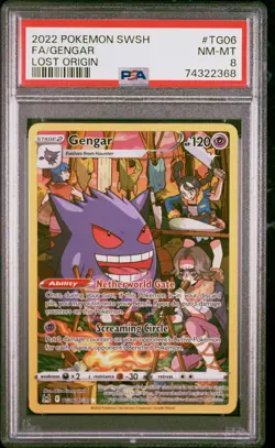2022 Pokemon Sword & Shield Lost Origin #TG06 Fa/Gengar Lost Origin PSA 8 - Image 1