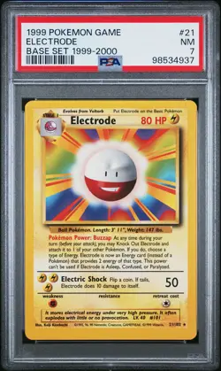 1999 Pokemon Game #21 Electrode Base Set 1999-2000 PSA 7 - Image 1