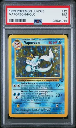1999 Pokemon Jungle #12 Vaporeon-Holo PSA 7 - Image 1