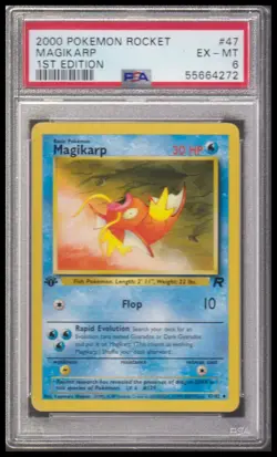 2000 Pokemon Rocket #47 Magikarp 1st Edition PSA 6 - Image 1