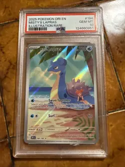 2025 POKEMON DRI EN-DESTINED RIVALS ILLUSTRATION RARE #194 MISTY'S LAPRAS PSA 10 - Image 1