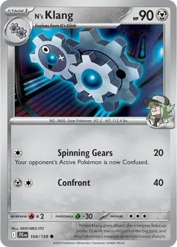 1x N's Klang (#104/159) - Reverse Holofoil NM Eng Pokemon - Journey Together - Image 1