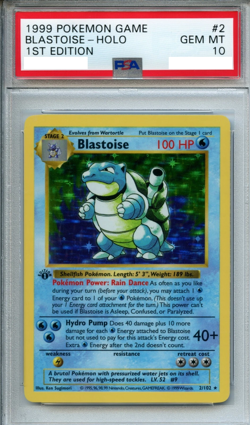 Pokemon 1999 1st Edition Base Set Blastoise 2/102 Holo PSA 10 Gem Mint - Image 1