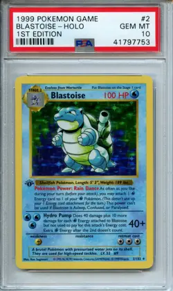 Pokemon 1999 1st Edition Base Set Blastoise 2/102 Holo PSA 10 Gem Mint - Image 3