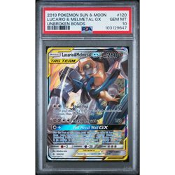 PSA 10 GEM MINT Pokemon Lucario and Melmetal GX Unbroken Bonds Full Art 120/214 - Image 1