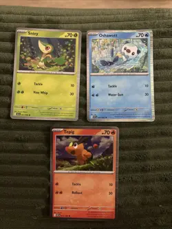 Pokemon Snivy 001, Tepig 011 & Oshawott 021 Black Bolt White Flare Promo Set NM - Image 1