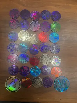 Pokemon TCG Coin Lot 35 Plastic Tokens Holo Pikachu Mew Rayquaza - Image 1