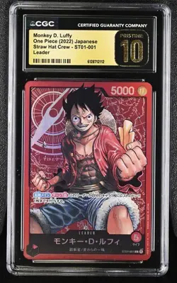 CGC 10 Pristine One Piece Monkey.D.Luffy ST01-001 Straw Hat Crew Leader Jpn - Image 1