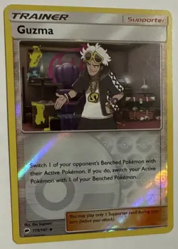 Pokemon Cards - Sun & Moon Burning Shadows 115/147 - GUZMA (REVERSE holo-foil) - Image 2
