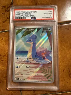2025 POKEMON DRI EN-DESTINED RIVALS ILLUSTRATION RARE #194 MISTY'S LAPRAS PSA 10 - Image 1