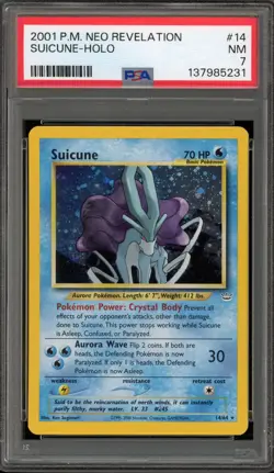 Pokemon Suicune Neo Revelation Unlimited Holo Rare #14 PSA 7 - Image 1