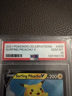 POKEMON CELEBRATIONS PSA 10 Surfing Pikachu Card #008. Gem Mint PSA 10 - Image 2