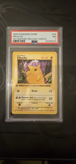 Pikachu 1st Edition Yellow Cheeks PSA 7 1999 Pokemon Base Set Shadowless #58 - Image 1