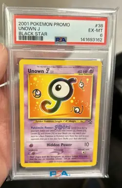 2001 Pokemon Promo Unown J - Black Star Promo - Strong PSA 6 WOTC - Image 3