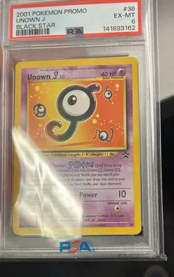 2001 Pokemon Promo Unown J - Black Star Promo - Strong PSA 6 WOTC - Image 5