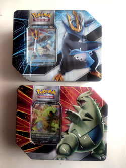 Set of 2 Pokemon 2021 Battle Style Tins Tyranitar V & Empoieon V - Sealed - Image 1