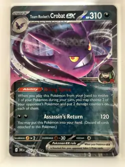 Team Rocket's Crobat ex 122/182 Double Rare Destined Rivals Pokemon NM - Image 1