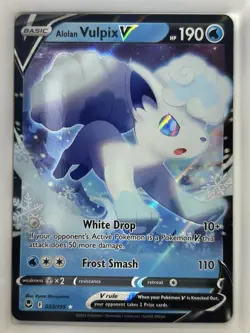 Pokemon TCG Alolan Vulpix V Sword & Shield - Silver Tempest 033/195 Holo... - Image 1