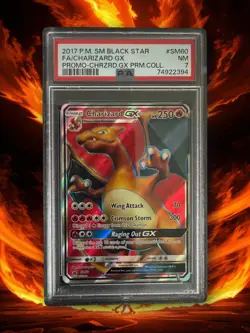 2017 Pokemon SM Black Star Promo Charizard GX #SM60 PSA 7 NM - Image 1