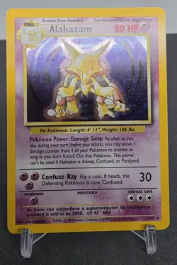 Pokemon TCG Alakazam Base Set 1/102 Holo 1999-2000 Wizards Base Set Rare - Image 1