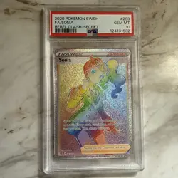 2020 Pokemon SWSH FA/Sonia Rebel Clash-Secret #203 PSA 10 GEM MINT Full Art - Image 1